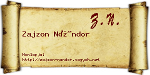 Zajzon Nándor névjegykártya